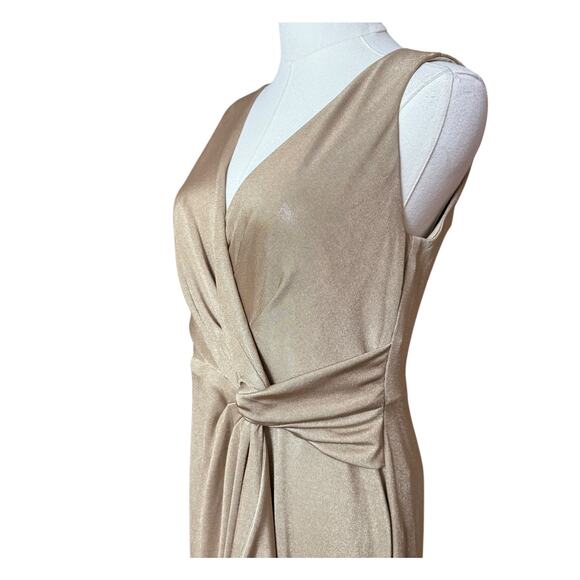 Ralph Lauren NEW Foil Print Jersey Cocktail Dress 4 Twist Front Accent Metallic - Picture 7 of 12
